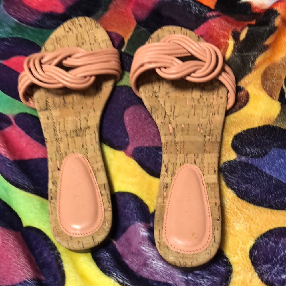 Esprit Pink Cork Sole Sandals with Woven Straps
